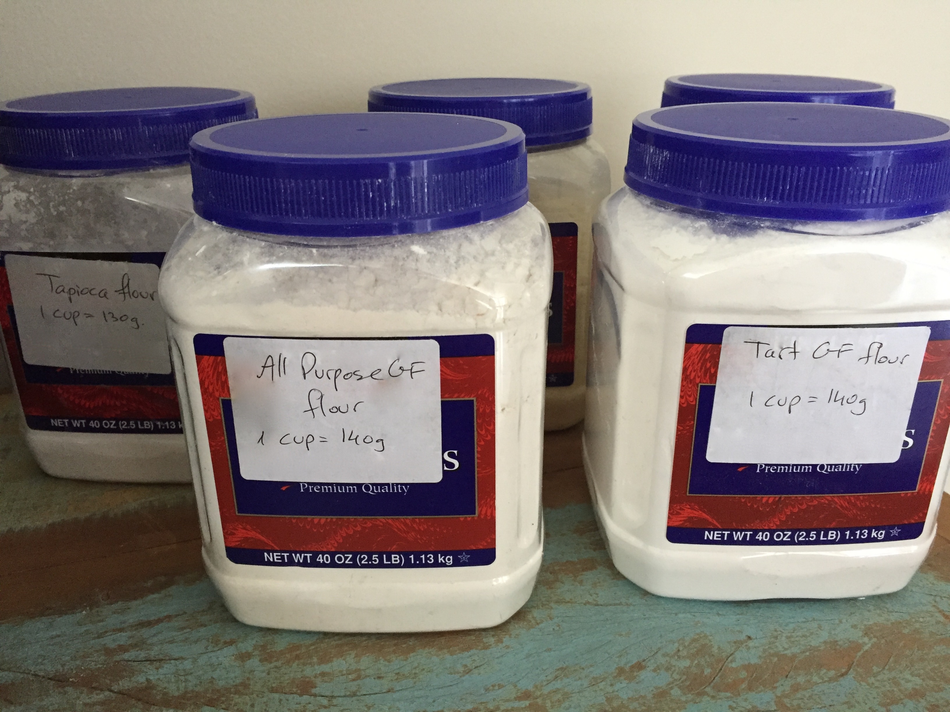 All purpose flour in containers
