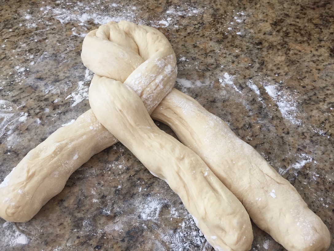 Challah snakes braided